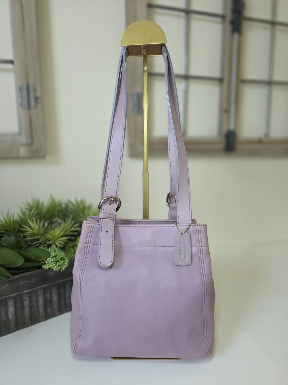 Vintage Coach Soho Buckle Shoulder Bag Lilac Lavender Glove Tanned Leather Y2k - Picture 13 of 15